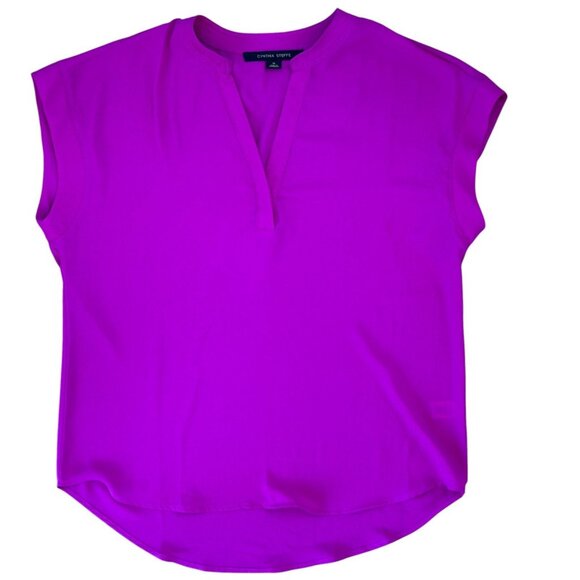 NWT Cynthia Steefe Bright Plum V-Neck Blouse Size Medium - Picture 1 of 5
